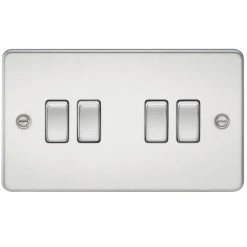 Knightsbridge FP4100PC 10AX 4-Gang 2-Way Light Switch Polished Chrome