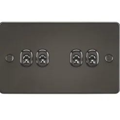 Knightsbridge FP4TOGGM 10AX 4-Gang 2-Way Light Switch Gunmetal