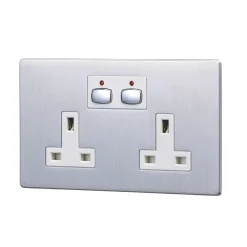 Energenie 13A 2-Gang SP Switched Socket Brushed Steel