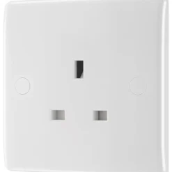 British General 800 Series 13A 1-Gang Unswitched Socket White With White Inserts