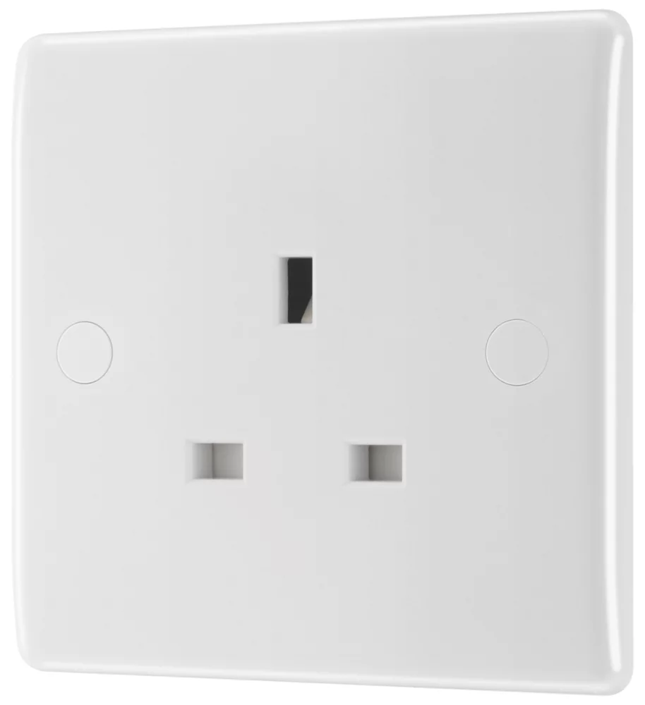 British General 800 Series 13A 1-Gang Unswitched Socket White With White Inserts 3 British General 800 Series 13A 1-Gang Unswitched Socket White With White Inserts