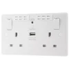 LAP 13A 2-Gang SP Switched Wi-Fi Extender + 2.1A 1-Outlet Type A USB Charger White -British General Shop 988FV P