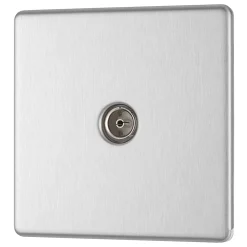 LAP 1-Gang Coaxial TV Socket Brushed Stainless Steel