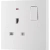 British General 900 Series 13A 1-Gang SP Switched Power Socket White With LED -British General Shop 988XF P
