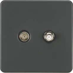 Knightsbridge SF0140AT 2-Gang Isolated Coaxial TV & F-Type Satellite Socket Anthracite