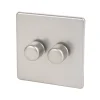 Varilight V-Dim 2-Gang 2-Way Dimmer Switch Satin Chrome 2 Varilight V-Dim 2-Gang 2-Way Dimmer Switch Satin Chrome -British General Shop 9920H P
