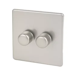 Varilight V-Dim 2-Gang 2-Way Dimmer Switch Satin Chrome