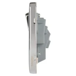 Schneider Electric Lisse Deco 13A 1-Gang SP Switched Plug Socket Polished Chrome With White Inserts -British General Shop 993FF A2