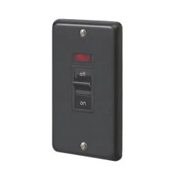 MK Contoura 50A 2-Gang DP Control Switch Black With Neon With Colour-Matched Inserts