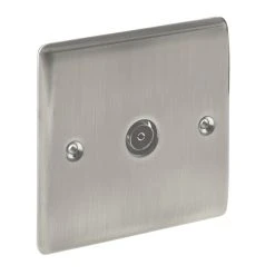 British General Nexus Metal 1-Gang Coaxial TV Socket Brushed Iridium -British General Shop 99643 A2