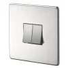 Crabtree Platinum 10AX 2-Gang 2-Way Light Switch Satin Chrome -British General Shop 99719 P