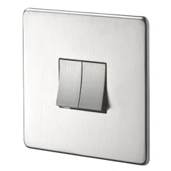 Crabtree Platinum 10AX 2-Gang 2-Way Light Switch Satin Chrome