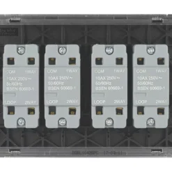 Schneider Electric Lisse Deco 10AX 4-Gang 2-Way Light Switch Polished Chrome With Black Inserts -British General Shop 998FF A3