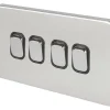 Schneider Electric Lisse Deco 10AX 4-Gang 2-Way Light Switch Polished Chrome With Black Inserts -British General Shop 998FF P
